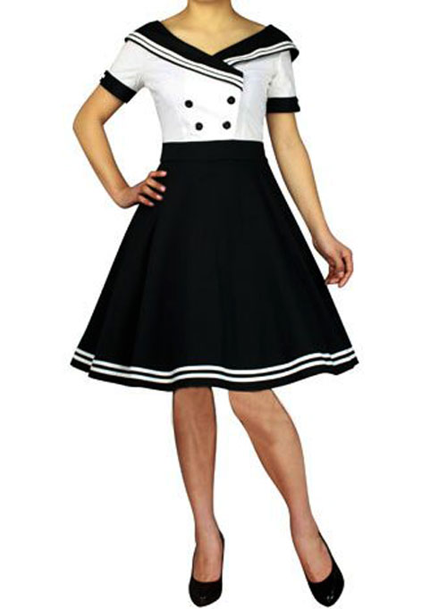 Rk81 Rockabilly Sailor Retro Nautical Costume Dress Pin Up Vintage 50s 9166